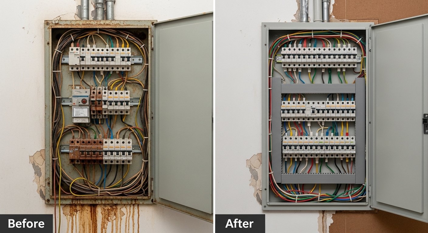 Electrical Repair before and after style electrical upgrade photo