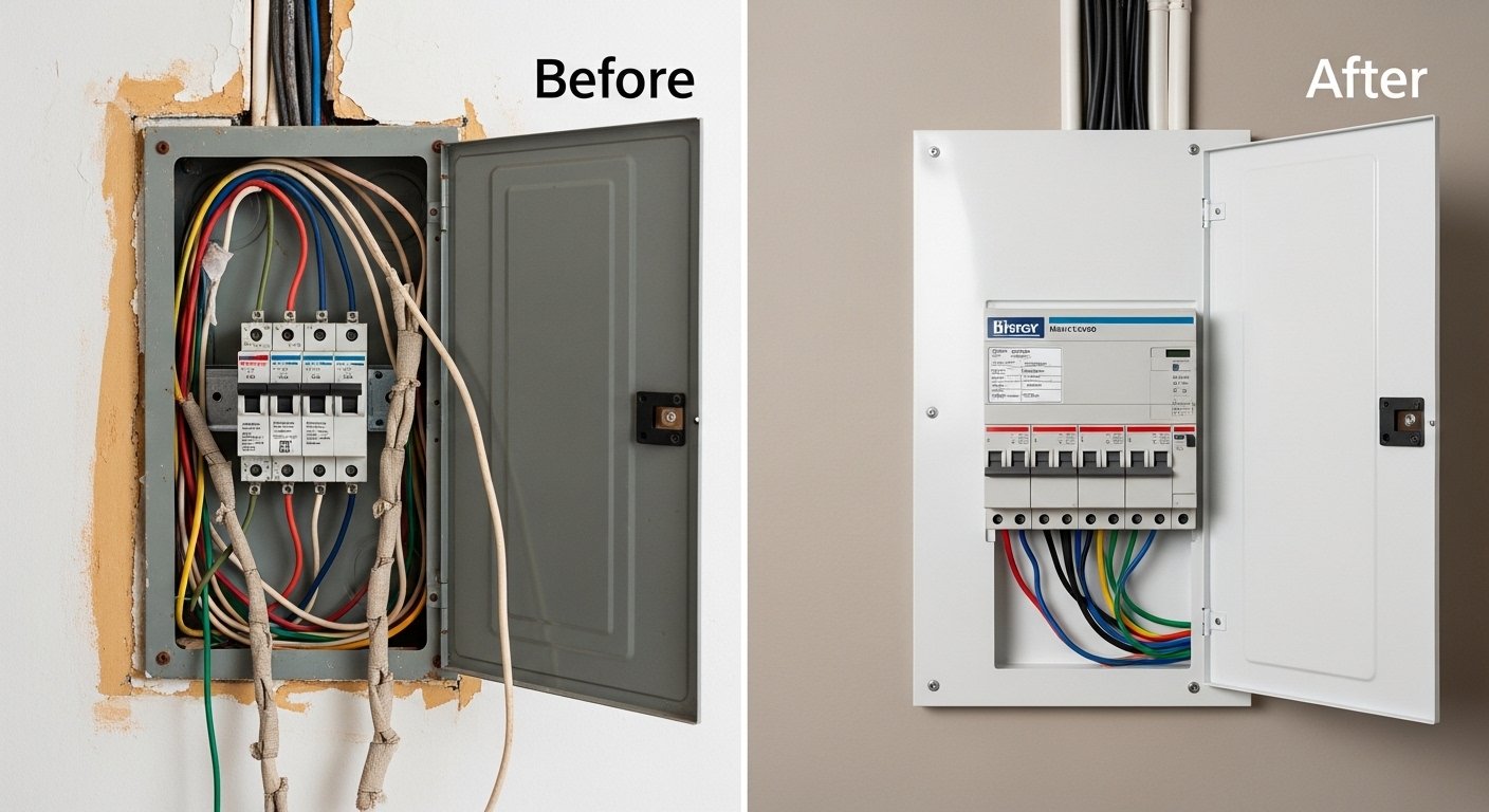 EV Charger Installation before and after style electrical upgrade photo